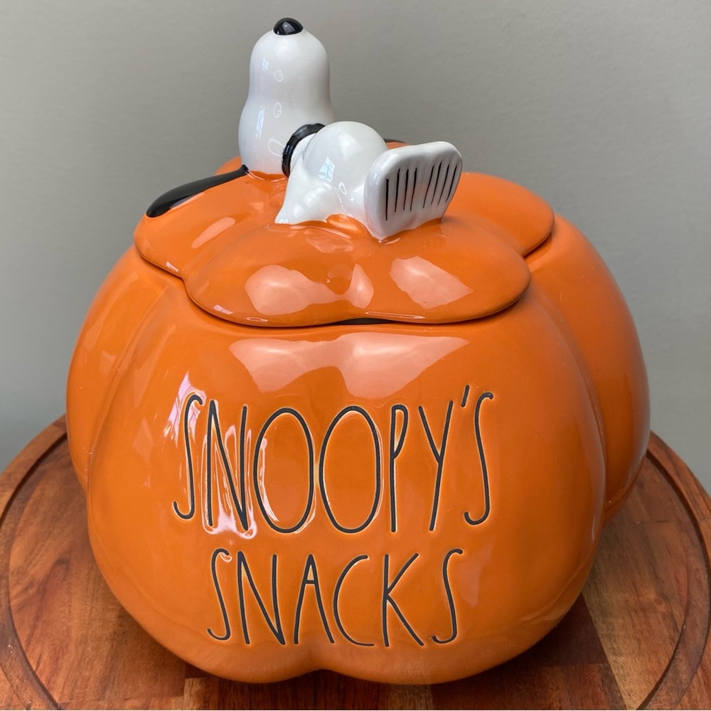 Rae Dunn SNOOPY’S SNACKS Pumpkin Canister, NIB - Picture 14 of 16